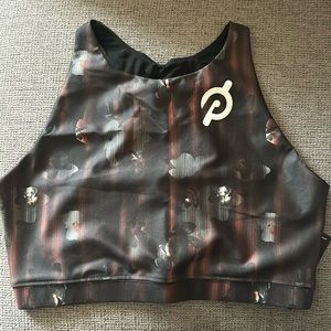 PELOTON Show Up Floral High Neck Sports Bra Medium Impact Crossback Women Size M